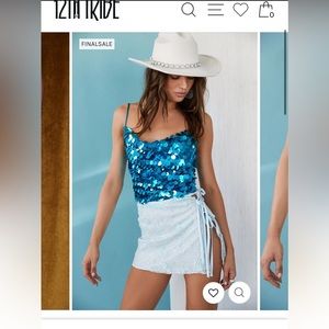 12th Tribe TEAL DISCO HALTER TOP